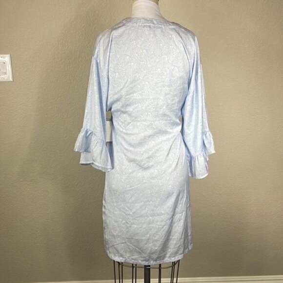 NWT Nordstrom Light Blue Floral Short Kimono Robe Sz XS missing belt - Picture 3 of 11